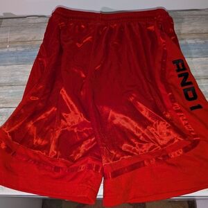AND1 Men's Vibrant Red Athletic Shorts